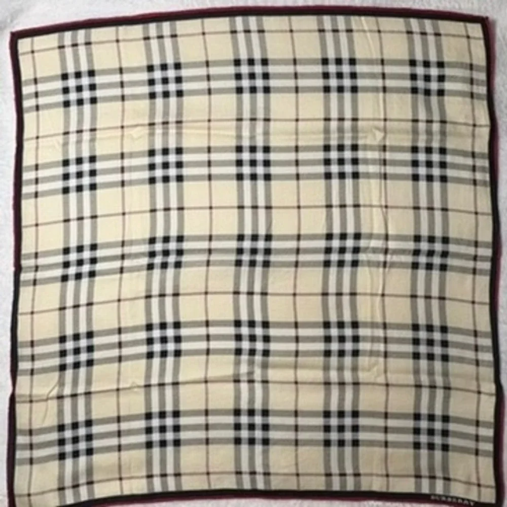 Vtg BURBERRY Scarf Handkerchief Nova Check Beige 21.5